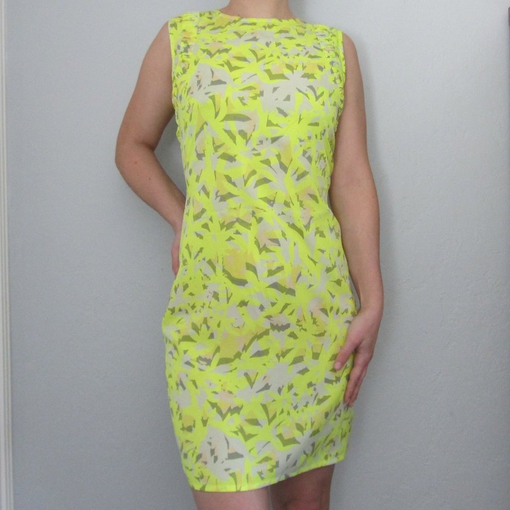 ASOS Neon Yellow Abstract Print Dress Open Back